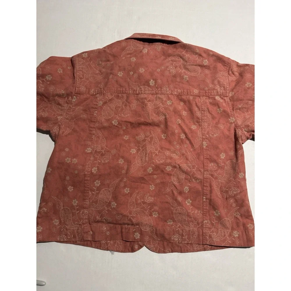 Cabela's Pink 100% Cotton, Floral AOP, Button Up Jacket,‎ Women's Large #1041